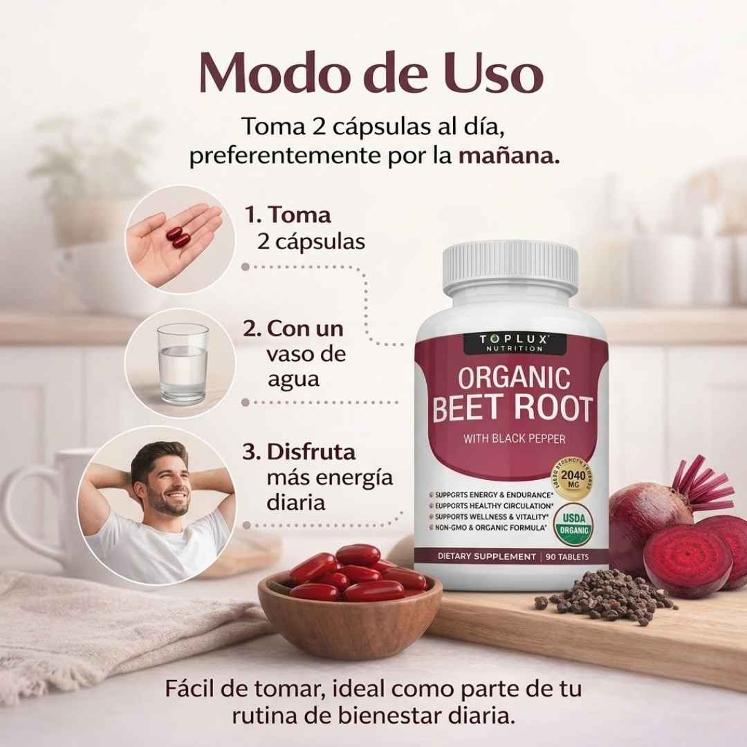 Organic Beet Root: Energía Natural para Rendir Todo el Día sin Cansancio