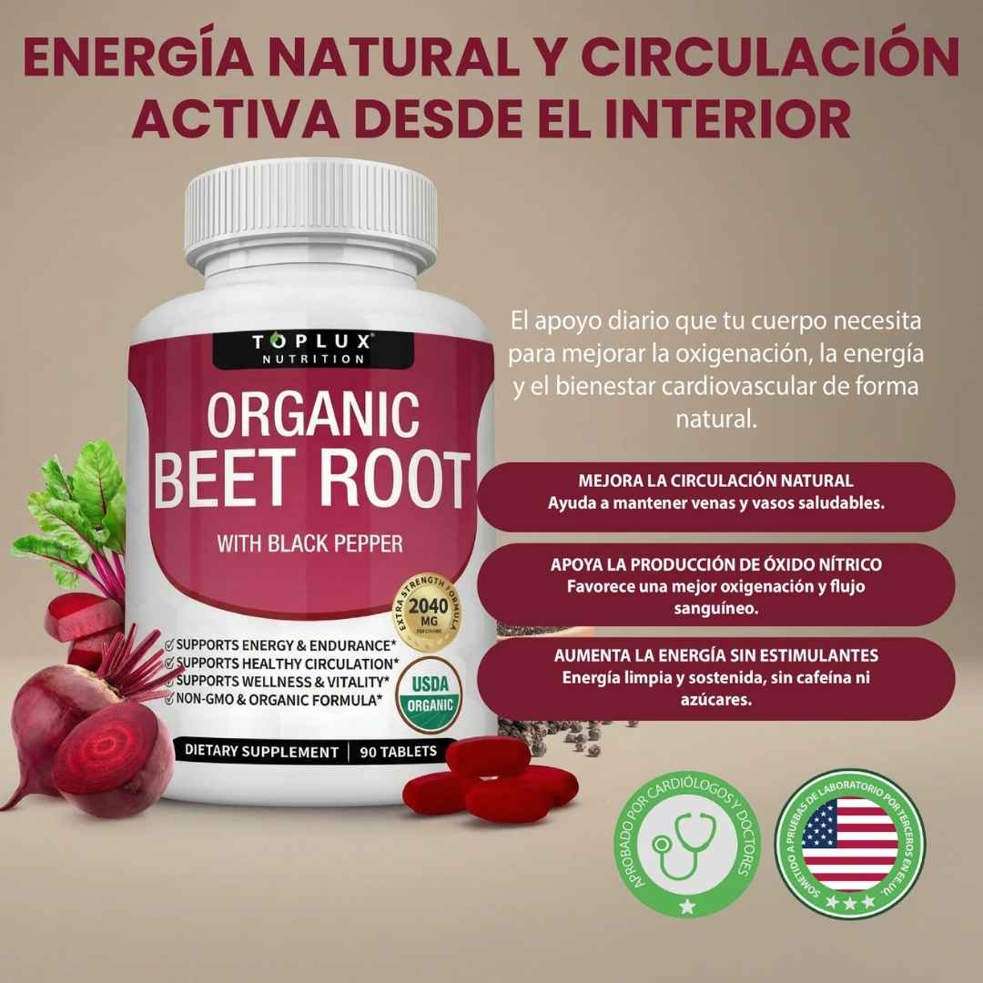 Organic Beet Root: Energía Natural para Rendir Todo el Día sin Cansancio